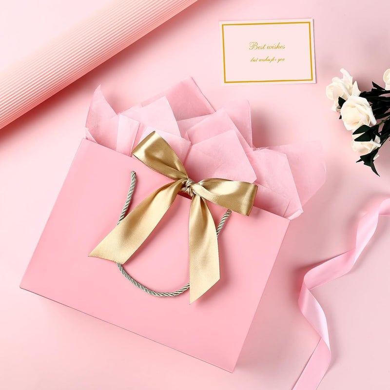 JMANNI Gift Bag, 1PCS Gift Bags Large with Ribbon and 1 Greeting Cards 2 Tissue Paper, Portable Paper Gift Bag with Handles, Birthday Gift Bags, Valentine's Day, Present Bags for Christmas Wedding Party Mothers Day - Image 2